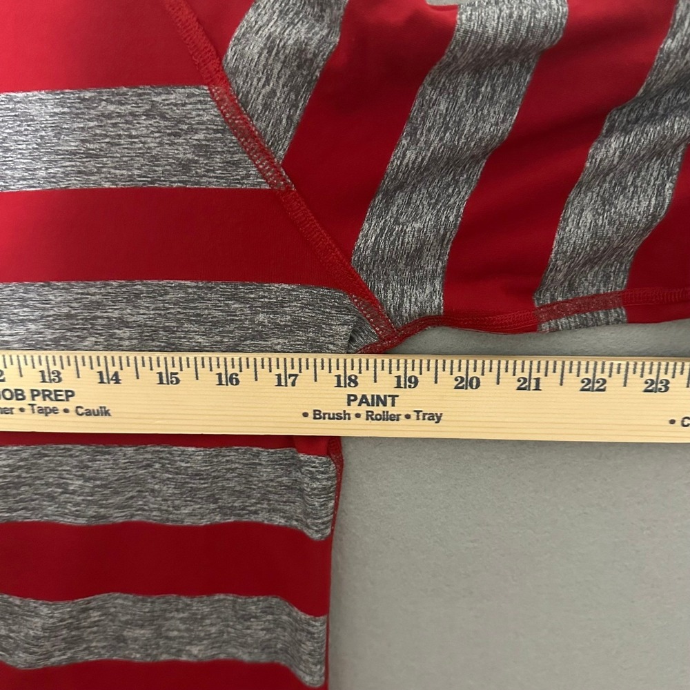 Lululemon Mens Striped Long Sleeve Shirt Red Grey Raglan Crew Neck Activewear - Picture 4 of 5